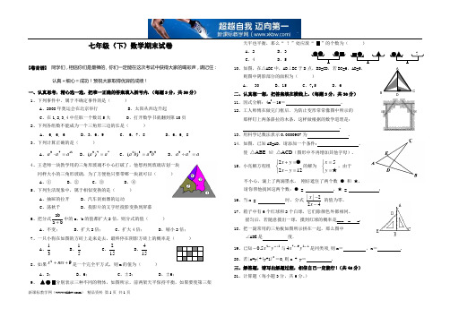 七年级(下)数学期末试卷