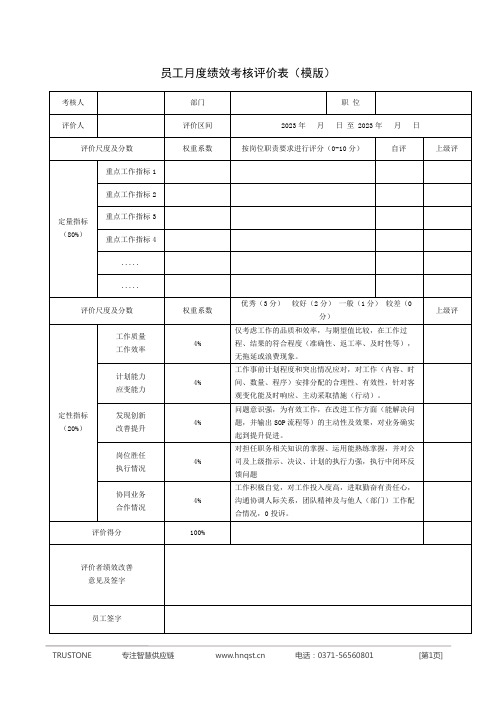 2023最新员工绩效考核评估表(分享)