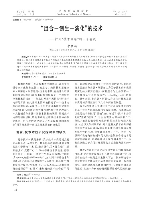 组合创生演化的技术打开技术黑箱的一个尝试