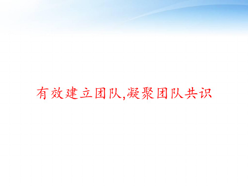 有效建立团队,凝聚团队共识 ppt课件