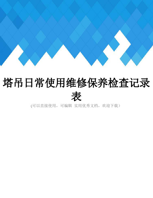 塔吊日常使用维修保养检查记录表完整