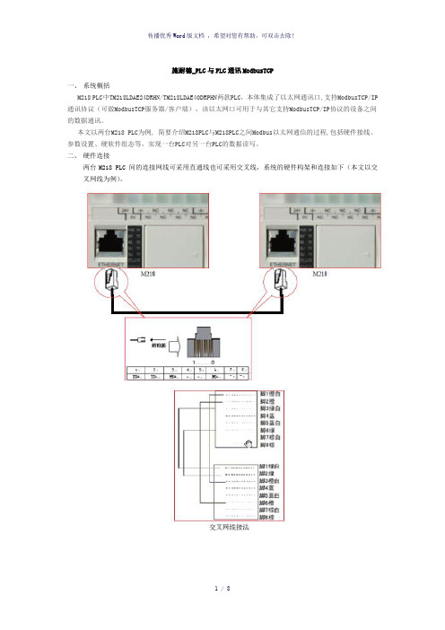 施耐德-PLC与PLC通讯ModbusTcp