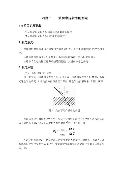 油脂中折射率的测定