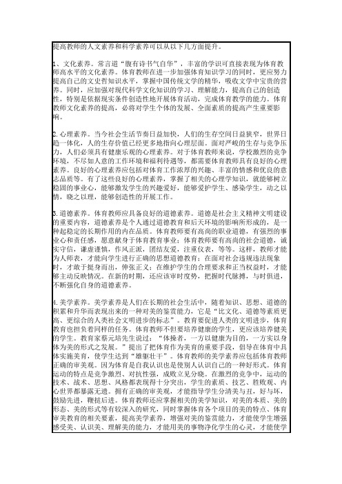 提高教师的人文素养和科学素养可以从以下几方面提升