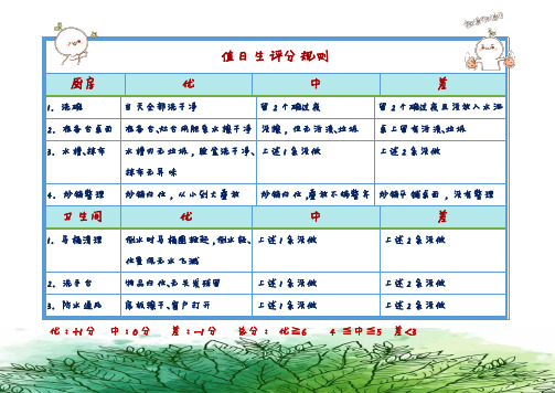 家庭值日生评分规则