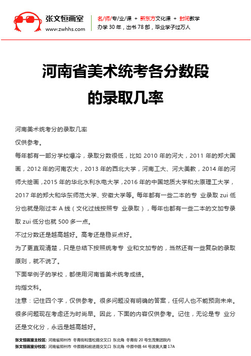 河南省美术统考各分数段的录取几率