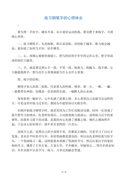 练习钢笔字的心得体会