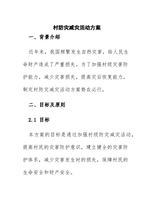 村防灾减灾活动方案