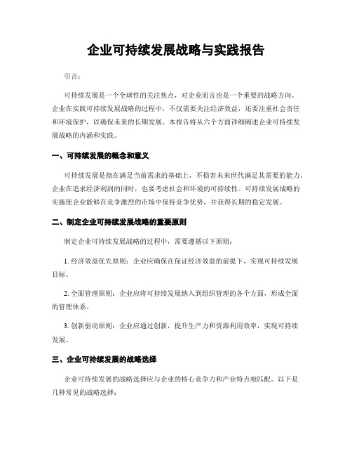 企业可持续发展战略与实践报告