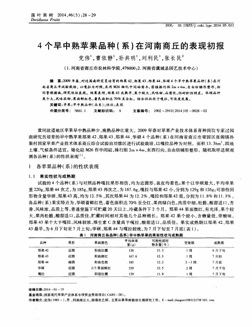 4个早中熟苹果品种(系)在河南商丘的表现初报