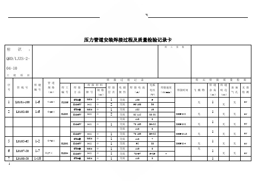 压力管道外观质量检查记录