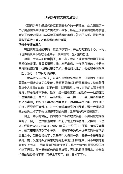 顶碗少年课文原文及赏析