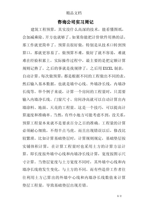 咨询公司实习周记