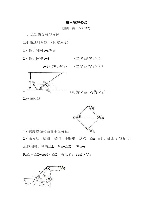 高一下期中物理公式复习(修正)