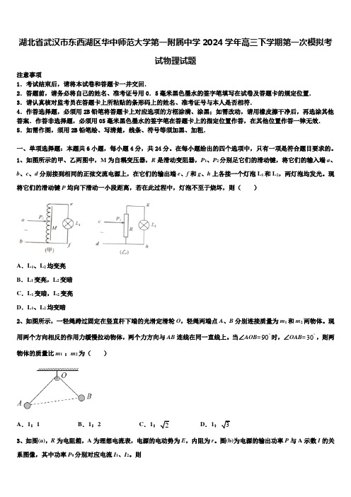 湖北省武汉市东西湖区华中师范大学第一附属中学2024学年高三下学期第一次模拟考试物理试题