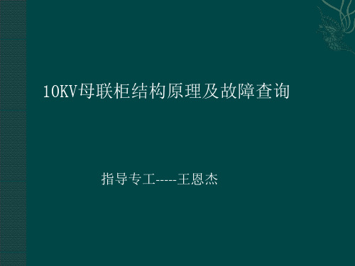 10KV母联柜结构原理及故障查询