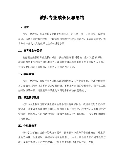 教师专业成长反思总结