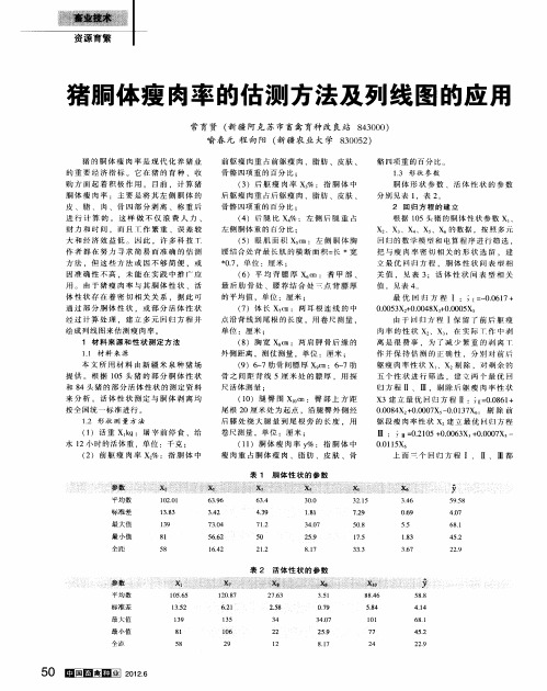 猪胴体瘦肉率的估测方法及列线图的应用
