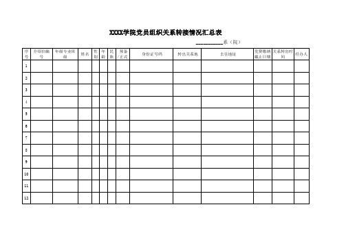 党员组织关系转接记录情况总汇表