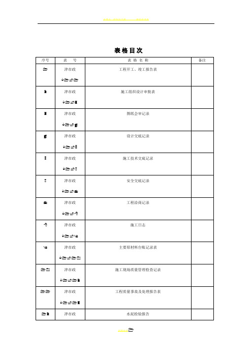 天津市政施工管理用表(全套)