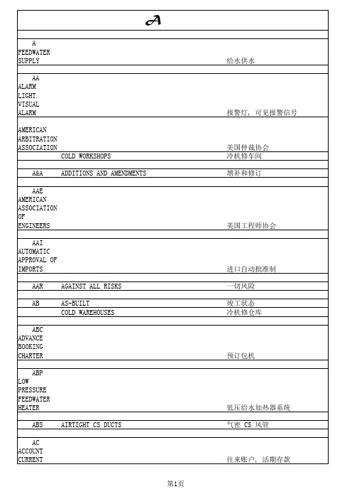 核电站缩略语大全