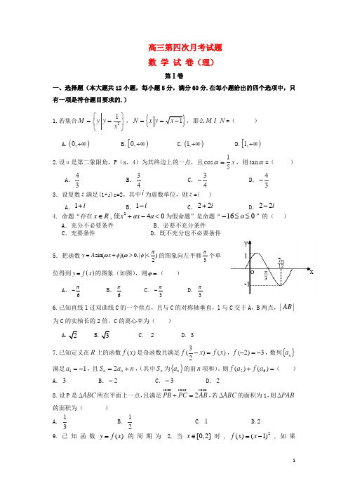 甘肃省张掖市高三数学上学期第四次月考试题理