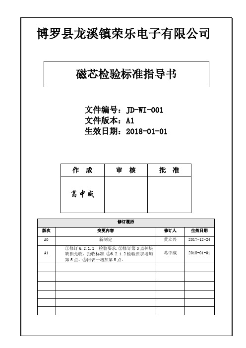 PZGLI007-品质管理-磁芯检验标准指导书