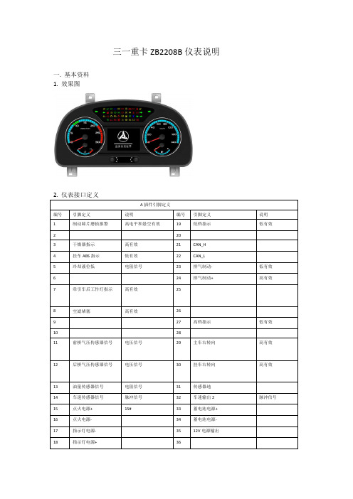 三一重卡仪表工作说明