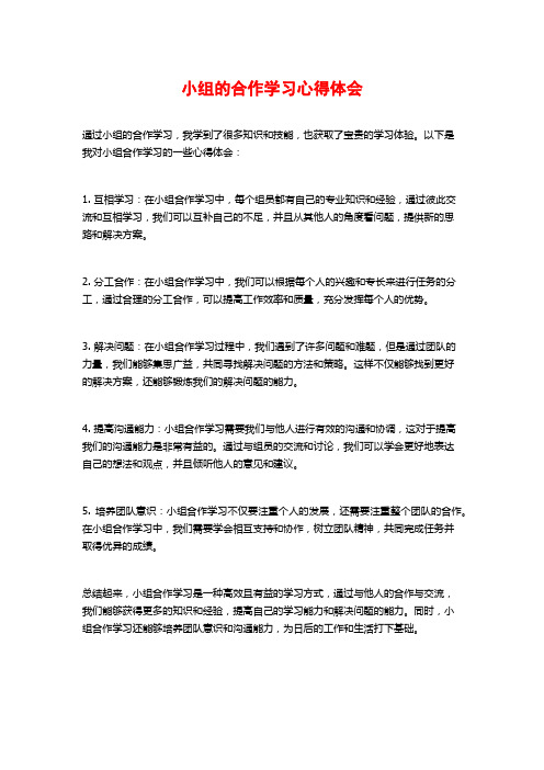 小组的合作学习心得体会