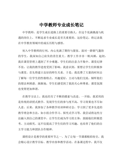 中学教师专业成长笔记