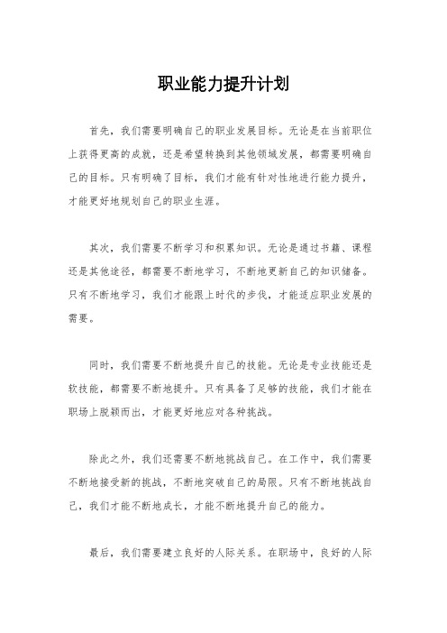 职业能力提升计划