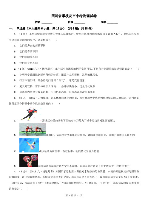 四川省攀枝花市中考物理试卷
