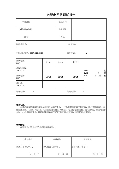 送配电回路调试报告