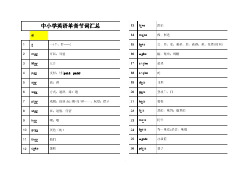 中小学英语单音节词汇总