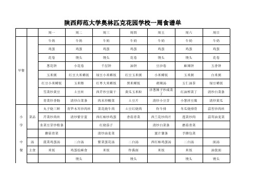 食堂食谱单