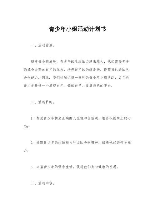 青少年小组活动计划书