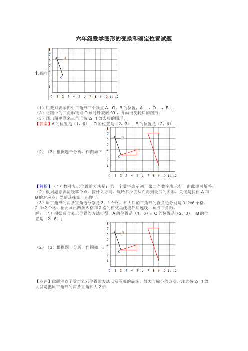 六年级数学图形的变换和确定位置试题
