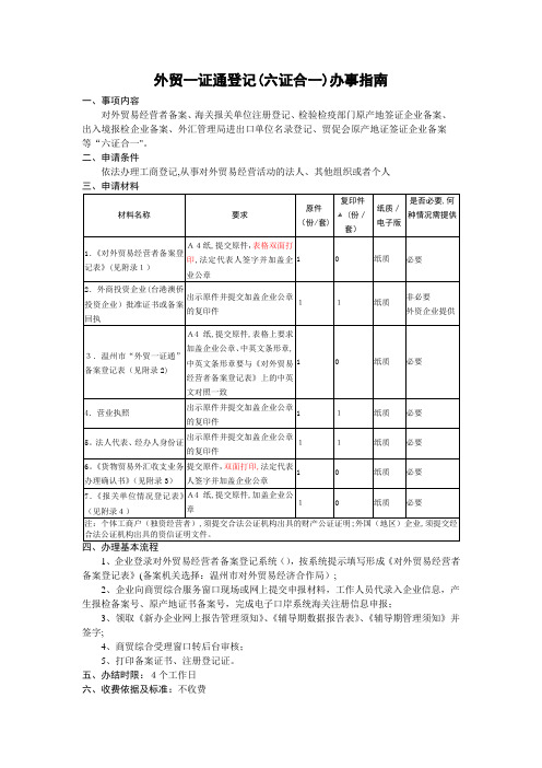 外贸一证通登记六证合一办事指南.doc