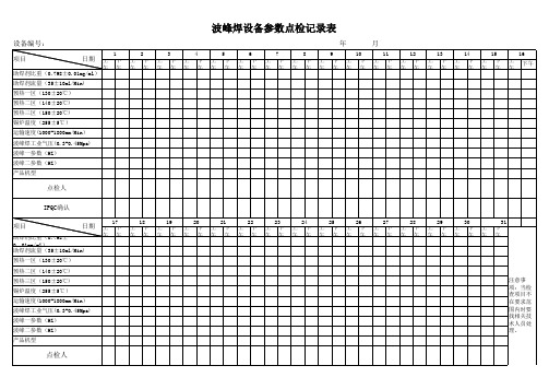 波峰焊设备参数点检记录表