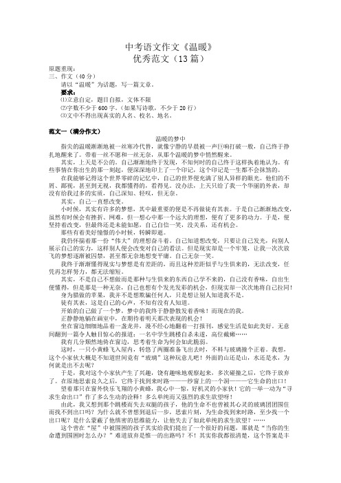 中考满分作文《温暖》