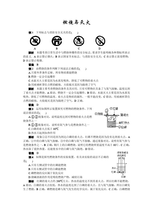 2020年中考化学第一轮复习专题分类解读：7燃烧和灭火