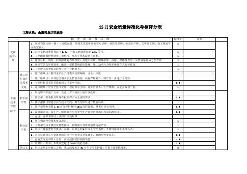 10月安全质量标准化考核评分表