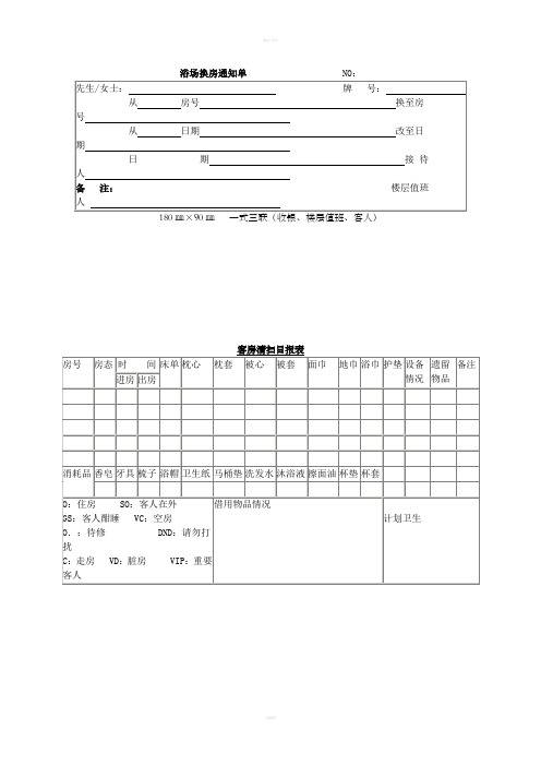 桑拿洗浴中心常用财务管理表单