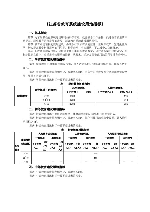 教育系统建设用地指标