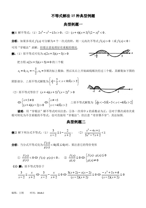 不等式解法15种典型例题