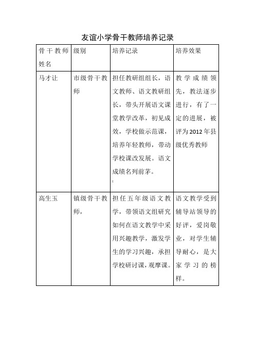 骨干教师培养记录