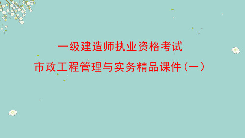 一级建造师执业资格考试：市政工程管理与实务精品课件(一)