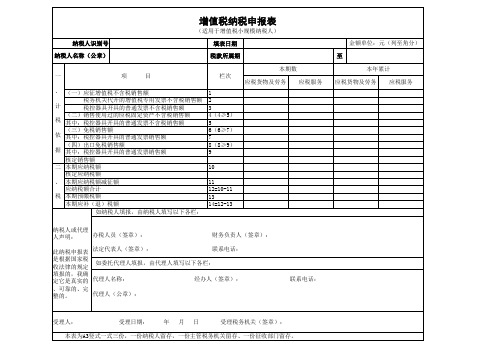 增值税纳税申报表-空白