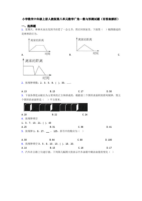 小学数学六年级上册人教版第八单元数学广角—数与形测试题(有答案解析)