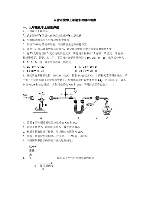 东营市化学初三化学上册期末试题和答案